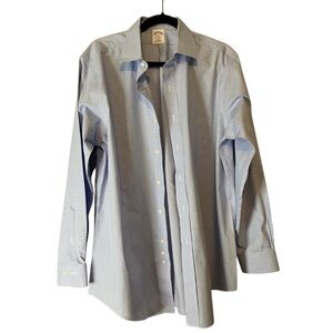 Mens Brooks Brothers Non-Iron Regent Light Blue Plaid Dress Shirt 16 1/2-4/5